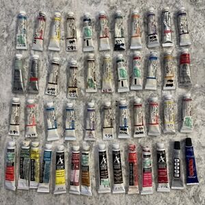 Lot of 47 Winsor & Newton & Grumbacher Academy Oil Paint Tubes Assorted Colors